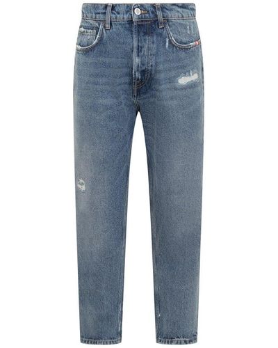 AMISH Wide-leg Distressed Jeans - Blue