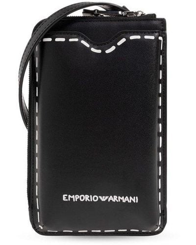 Emporio Armani Strapped Phone Holder, - Black