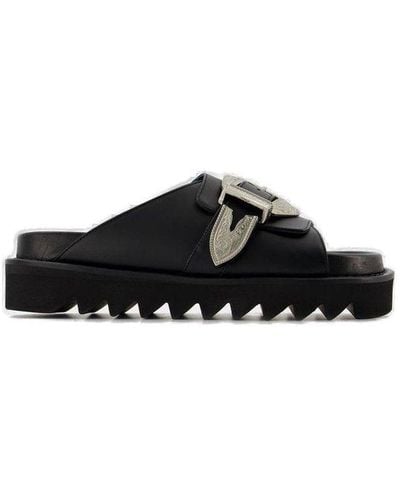 Toga Toga Western-style Buckle Detailed Slip-on Sandals - Black