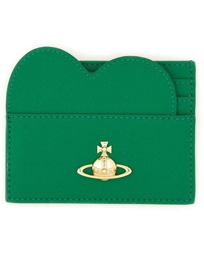 Vivienne Westwood Card Holder With Orb Embroidery - Green