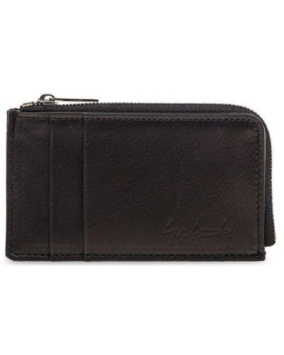 discord Yohji Yamamoto Logo Embossed Zipped Wallet - Black