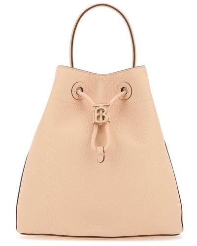 Burberry Grainy Leather Bucket Bag - Natural