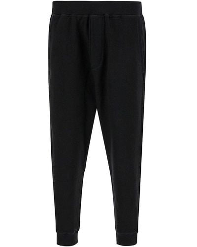DSquared² Black Jogger Pants With Rear Logo Print In Cotton Man
