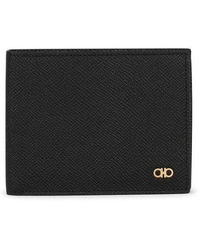 Ferragamo Gancini Plaque Bi-fold Wallet - Black