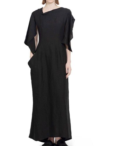 Yohji Yamamoto Asymmetric Flap-sleeved Dress - Black