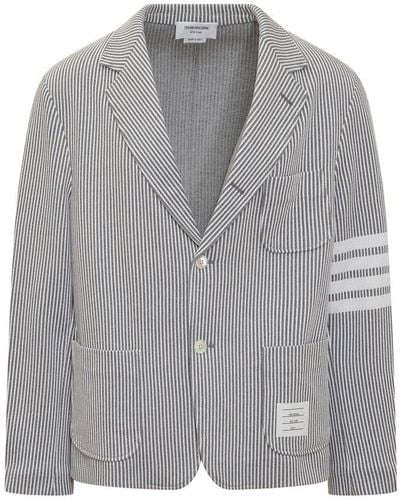 Thom Browne Seersucker Sack Jacket - Gray