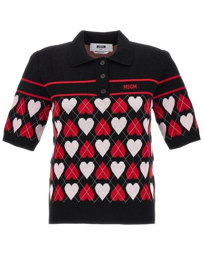 MSGM Hearts Polo - Red