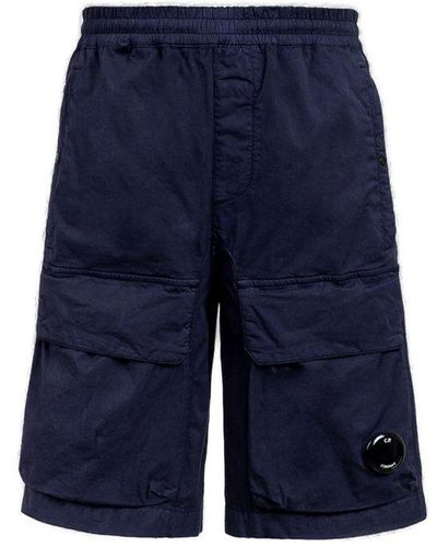 C.P. Company Logo Patch Elasticated Waist Cargo Shorts - Blue