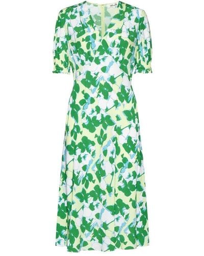 Diane von Furstenberg Jemma All-over Patterned V-neck Dress - Green