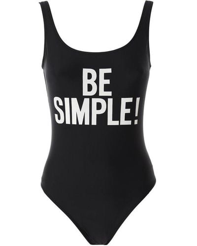 Moschino Slogan Printed One-piece Swimsuit - Black