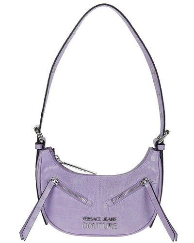 Versace Embossed Zipped Shoulder Bag - Purple