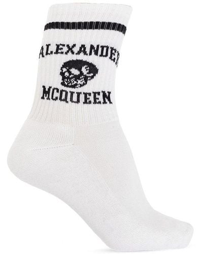 Alexander McQueen Socks With Logo, - White
