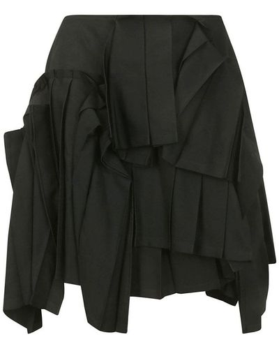 Yohji Yamamoto Pleated Short Skirt - Black