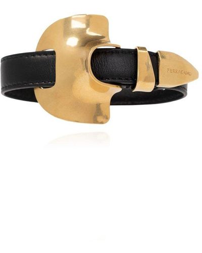 Ferragamo Leather Bracelet, - Black