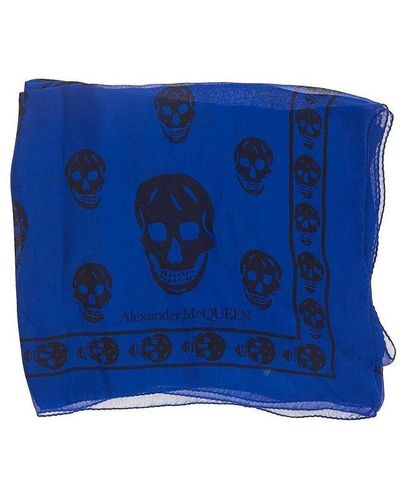 Alexander McQueen Skull Scarf - Blue