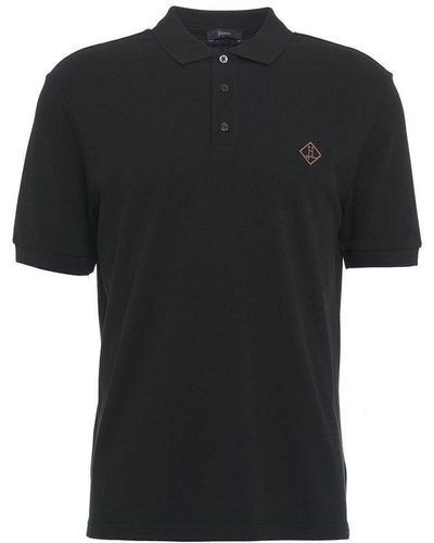 Herno Logo Embroidered Short-sleeved Polo Shirt - Black
