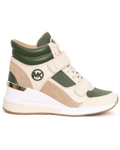 Michael Kors Gentry High-top Leather Wedge Sneakers - Natural