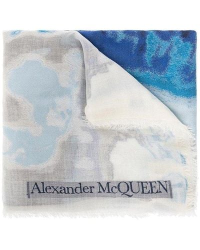 Alexander McQueen Patterned Scarf - Blue