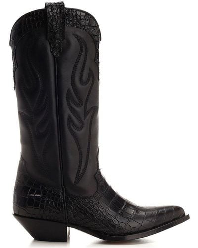 Sonora Boots Embossed Pointed-toe Boots - Black