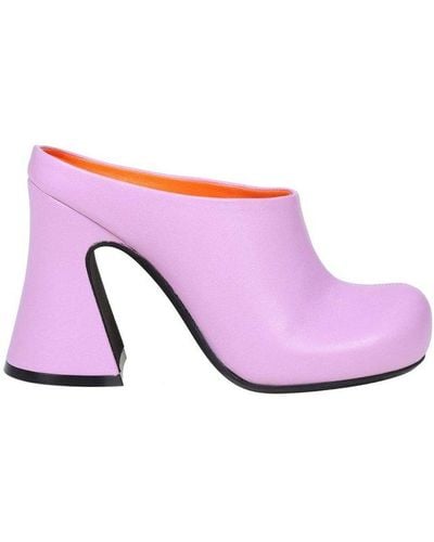 Marni Sabot Mid Block Heel Slip-on Mules - Pink