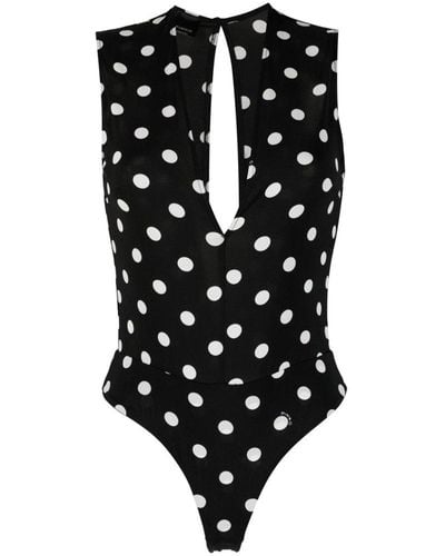 Pinko Sleeveless Bold Polka Dot-print Bodysuit - Black
