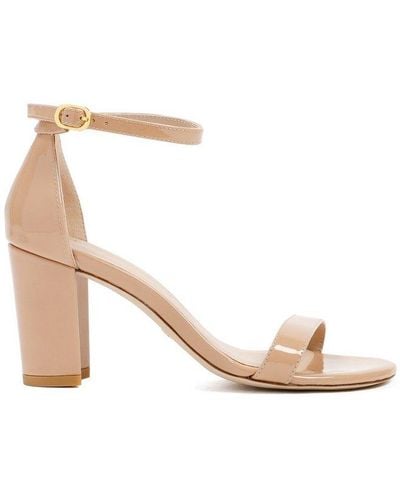 Stuart Weitzman Nearlynude Ankle Strap Heeled Sandals - Natural