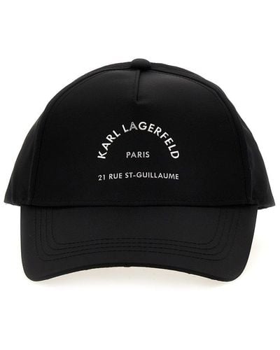 Karl Lagerfeld Logo Printed Cap Hats - Black