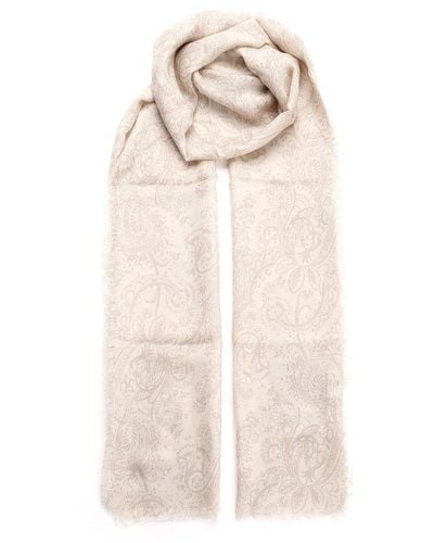 Etro Scarf In Wool And Cashmere - White