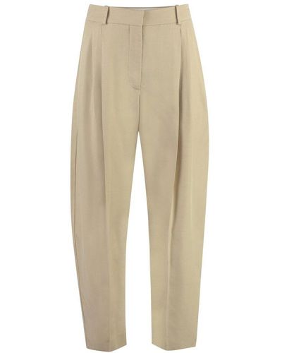 Stella McCartney Cropped Pleated Trousers - Natural