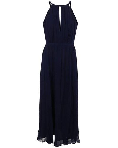 Polo Ralph Lauren Crinkled Georgette Halter Gown - Blue