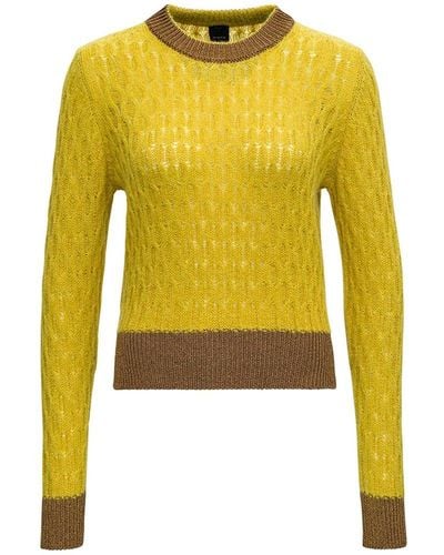 Pinko Crewneck Two Tone Knitted Sweater - Yellow