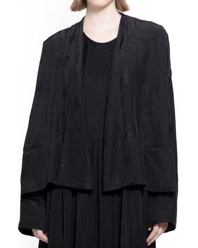 Uma Wang Floral Jacquard Open Front Jacket - Black