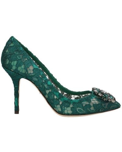 Dolce & Gabbana Taormina Lace Embellished Pumps - Green