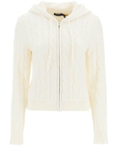 Polo Ralph Lauren Zip-up Knitted Hoodie - White