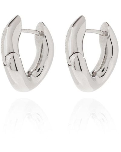 Balenciaga Loop Xxs Logo Engraved Earrings - White