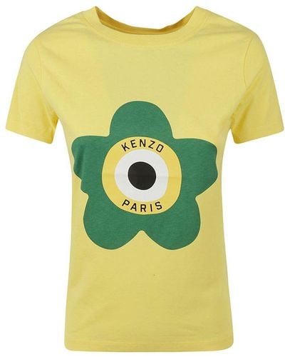 KENZO Floral-printed Crewneck T-shirt - Yellow