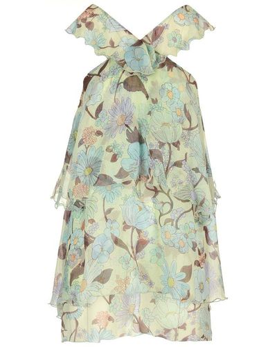 Stella McCartney Floral Print Filly Mini Dress - Green