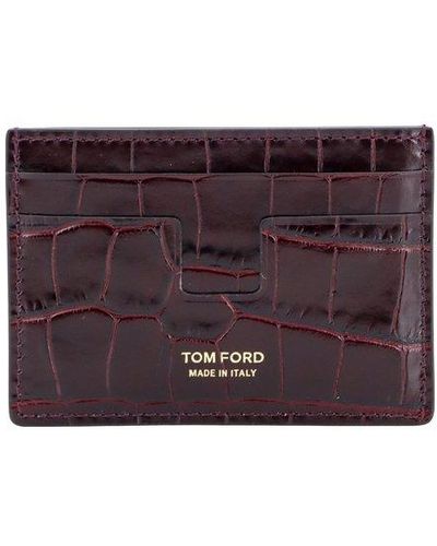 Tom Ford Embossed Hooked Card Holder - Purple