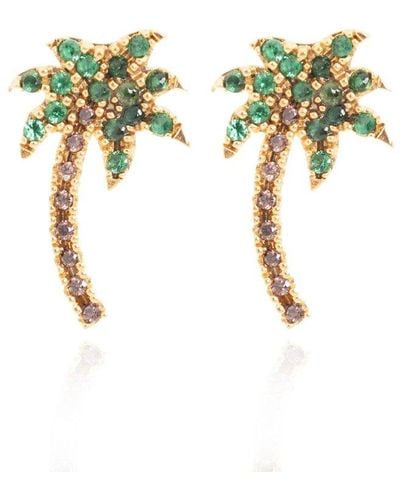 Palm Angels Earrings With Logo, - Yellow