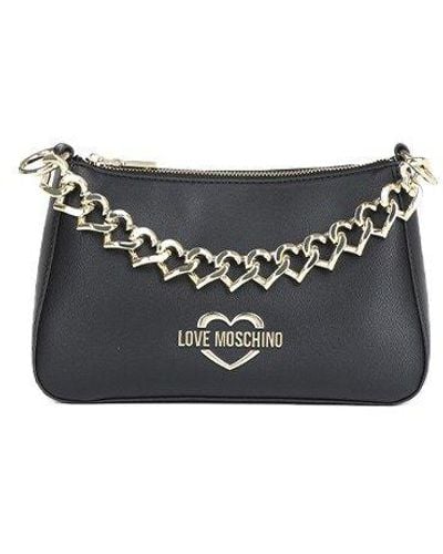 Love Moschino Logo-plaque Chain-link Tote Bag - Black