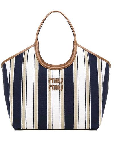 Miu Miu Striped Tote Bag - Blue