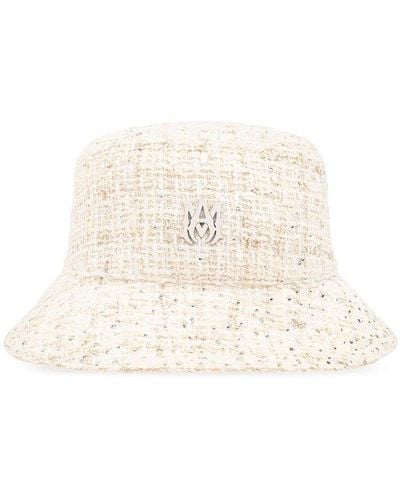 Amiri Logo Plaque Tweed Bucket Hat - Natural