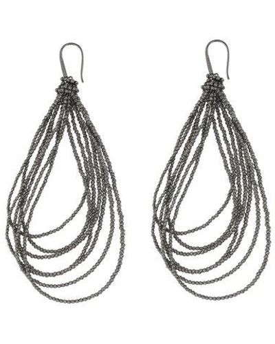 Brunello Cucinelli Chain Detailed Drop Earrings - Black