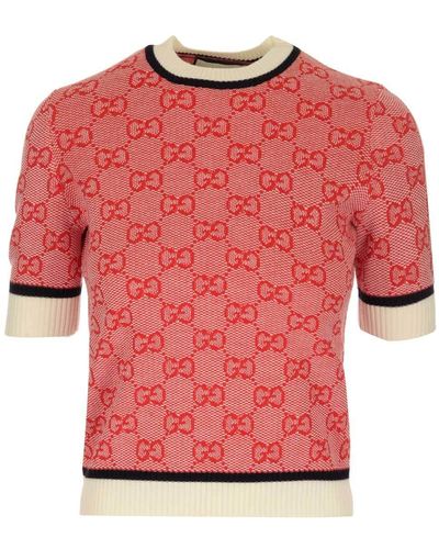 Gucci GG Knitted Wool And Cotton Top - Red