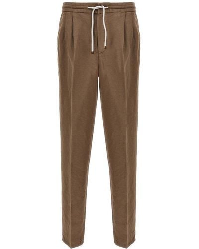 Brunello Cucinelli Mid-rise Tapered-leg Trousers - Natural