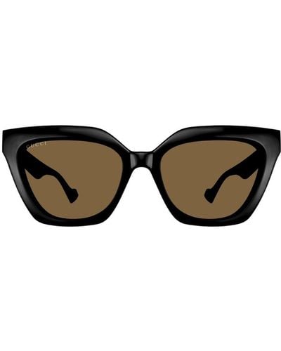 Gucci Cat-eye Frame Clip-on Sunglasses - Brown