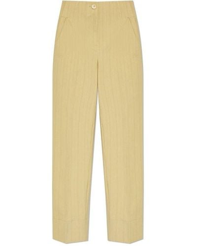 Ganni Striped Pattern Pants, - Yellow