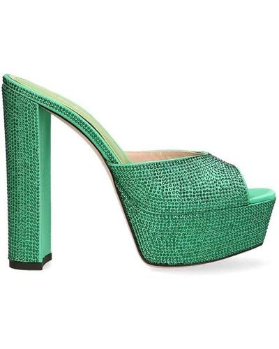 Gedebe Jery Embellished Slip-on Heeled Sandals - Green