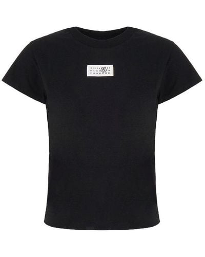 MM6 by Maison Martin Margiela Logo Patch Crewneck T-shirt - Black