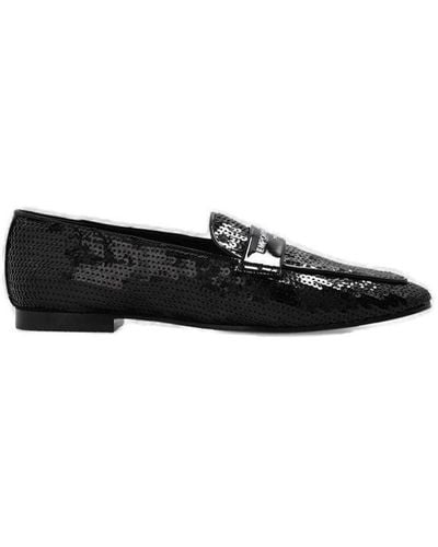 Emporio Armani Sequin-embellished Slip-on Loafers - Black